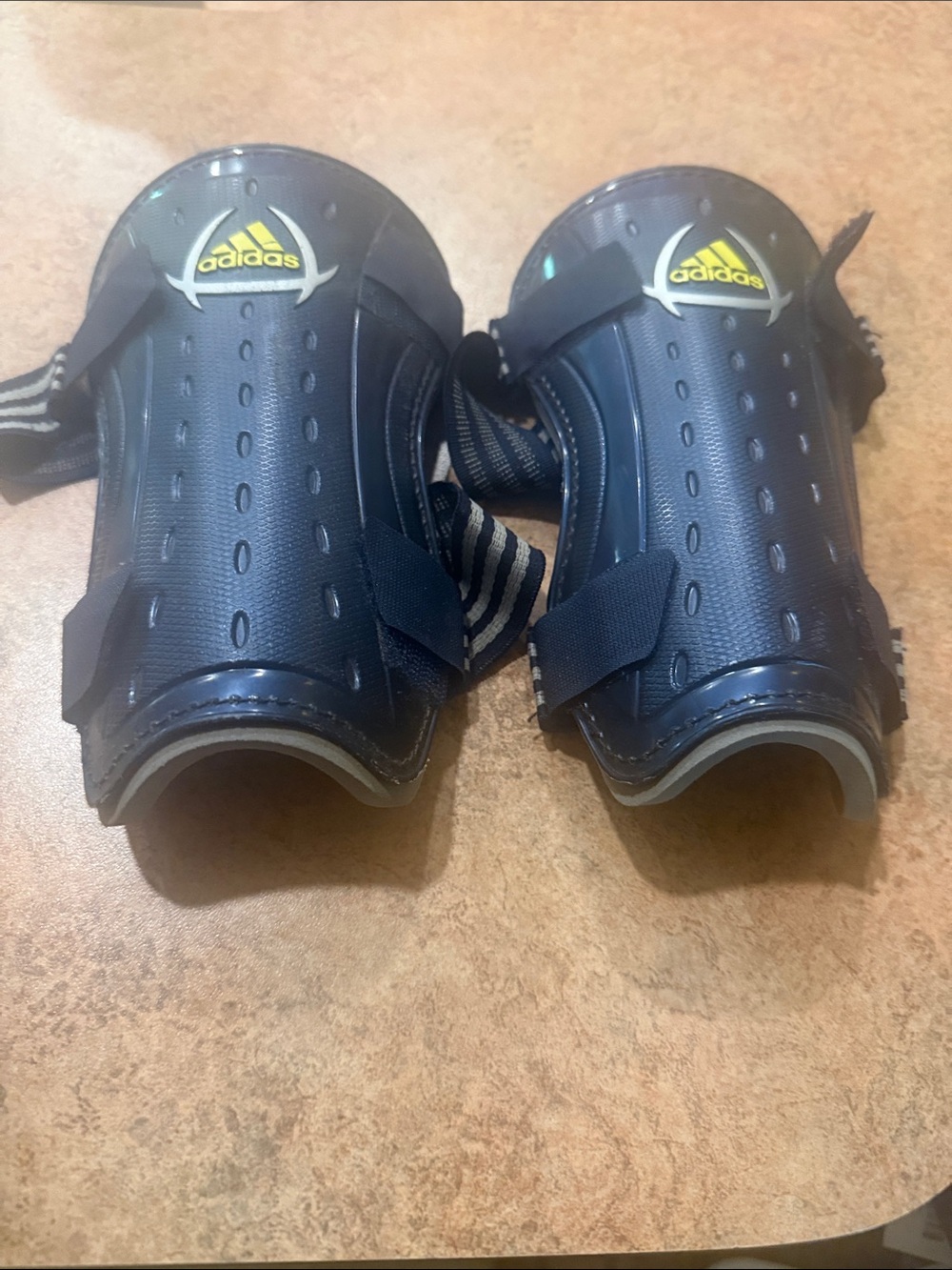 adidas Black Shin Guards with Yellow Logo Accents